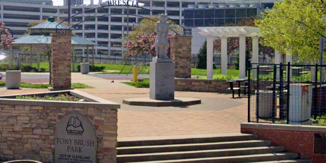 The Christopher Columbus statue in Tony Brush Park in Cleveland.