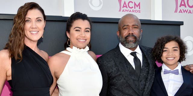 Left to right: Beth Leonard, Daniella Rose Rucker, recording artist Darius Rucker and Jack Rucker. (Photo by Kevin Mazur/ACMA2017/Getty Images for ACM)