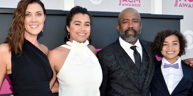 Left to right: Beth Leonard, Daniella Rose Rucker, recording artist Darius Rucker and Jack Rucker. (Photo by Kevin Mazur/ACMA2017/Getty Images for ACM)