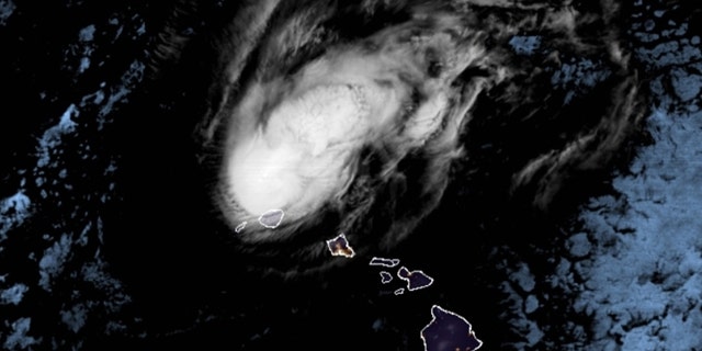 Hurricane Douglas as seen on satellite imagery on Monday, July 27, 2020.
