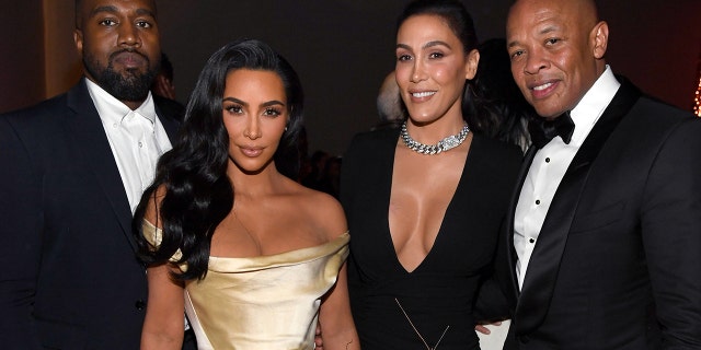(L-R) Kanye West, Kim Kardashian West, Nicole Young, and Dr. Dre attend Sean Combs 50th Birthday Bash presented by Ciroc Vodka on December 14, 2019, in Los Angeles, Calif.