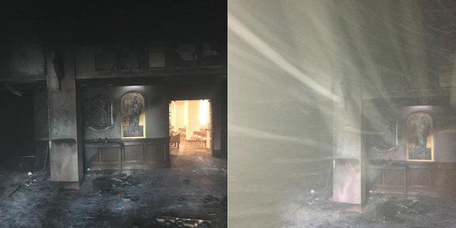 The foyer of the Queen of Peace Catholic Church in Ocala sustained major damage after the incident on Saturday morning.