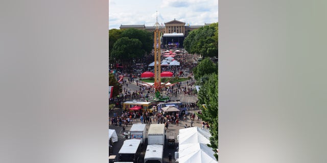 A view of the festival from the ferris wheel at the Budweiser Made in America festival