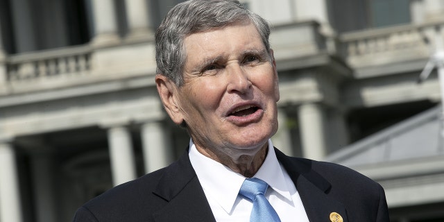 Jim Ryun, former Republican Representative from Kansas, speaks during a television interview outside the White House in Washington D.C., U.S. on Friday, July 24, 2020. Ryun, a three-time Olympian, will receive the Presidential Medal of Freedom from President Donald Trump today. Photographer: Stefani Reynolds/Bloomberg via Getty Images