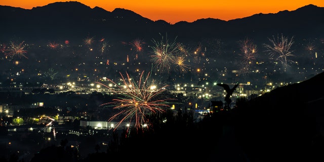 Fireworks over North Hollywood as seen from Burbank on Saturday, July 4, 2020 in Burbank, CA.