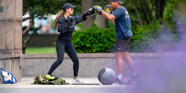 Brooks Nader (L) says boxing helps her stay in camera-ready shape all year long.