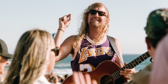 Sean Feucht leads worship at the Saturate OC evangelical event July 10.