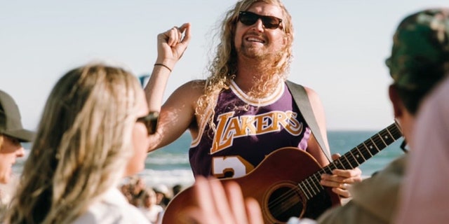 Sean Feucht leads worship at the Saturate OC evangelical event July 10.