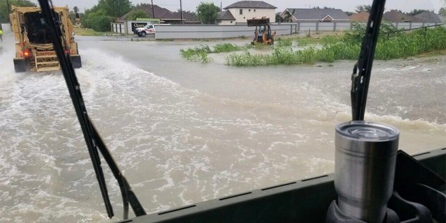 A Border Patrol employee used his personal military truck to help evacuate 120 residents in Mission, Texas on Monday.