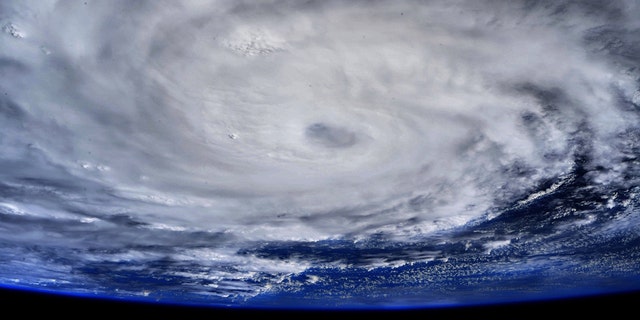 Hurricane Hanna's eye can be seen in the image from space on Saturday.