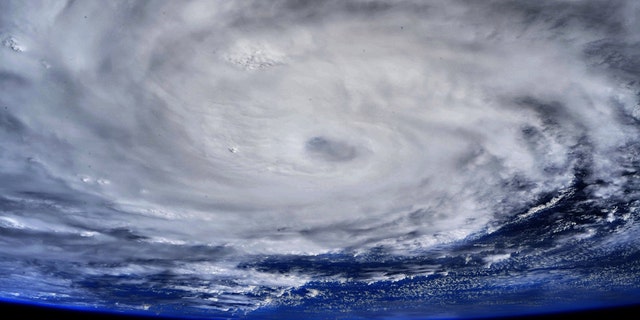 Hurricane Hanna's eye can be seen in the image from space on Saturday.