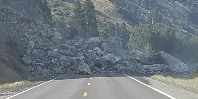 U.S. Route 95 in Idaho was blocked by a rockslide on Friday.