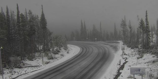 Snow fell on Monday at Lost Trail Pass on the border of Idaho and Montana.