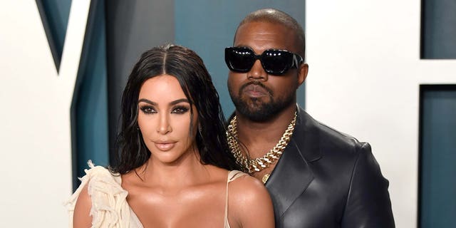 Kim Kardashian and Kanye West attend the 2020 Vanity Fair Oscar Party hosted by Radhika Jones at Wallis Annenberg Center for the Performing Arts on Feb. 9, 2020 in Beverly Hills, Calif.