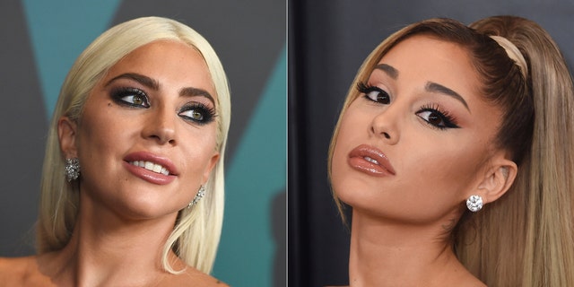 Lady Gaga and Ariana Grande both scored MTV VMA nominations, including one for their 'Rain on Me' music video. (Photos by Jordan Strauss/Invision/AP)