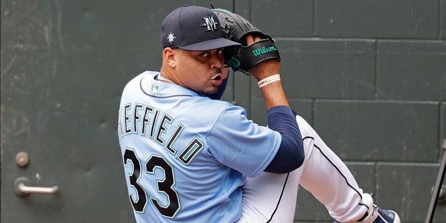 Seattle Mariners pitcher Justus Sheffield throws in the bullpen at a baseball practice Tuesday, July 7, 2020, in Seattle. Even in a 60-game sprint season, this will not be the year that team comes to fruition. If anything, the truncated season may delay some of the Mariner's rebuilding plans, but still with the optimistic hope the club begins turning the corner into contention in 2021. (AP Photo/Elaine Thompson)