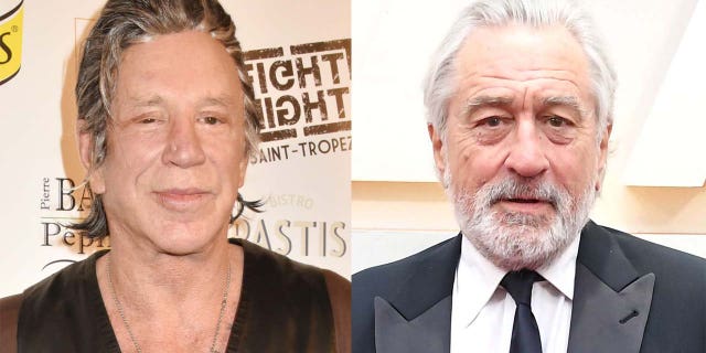 Mickey Rourke (left) and Robert De Niro have been involved in a feud since the 1980s.