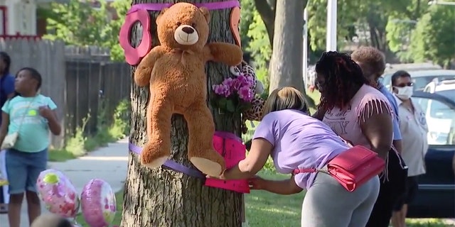 Memorial in Chicago for Natalia Wallace, 7, who was shot and killed over the weekend. 