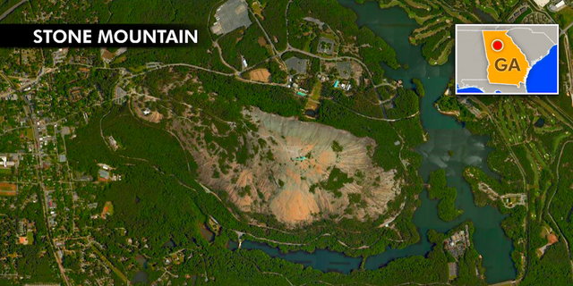 Overhead picture of the size of Stone Mountain Park.