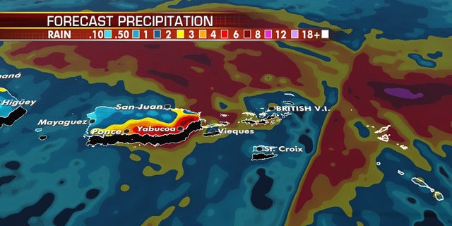 Heavy rain is possible over the next couple of days over Puerto Rico.
