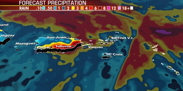 Heavy rain is possible over the next couple of days over Puerto Rico.