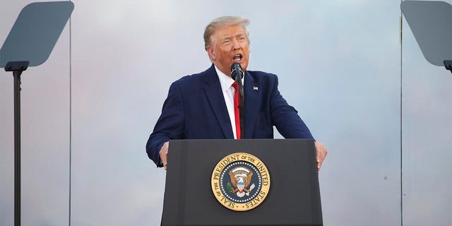 President Donald Trump speaks during a 