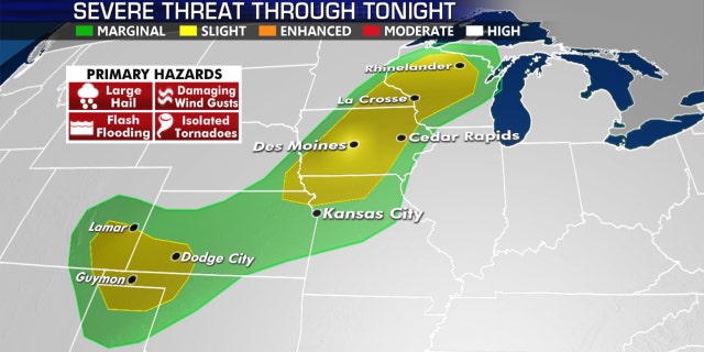 The threat for severe weather on July 14