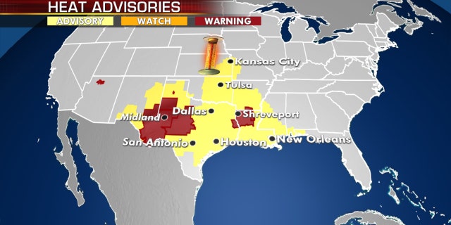 Excessive heat warnings and heat advisories on Tuesday as a heat wave continues.