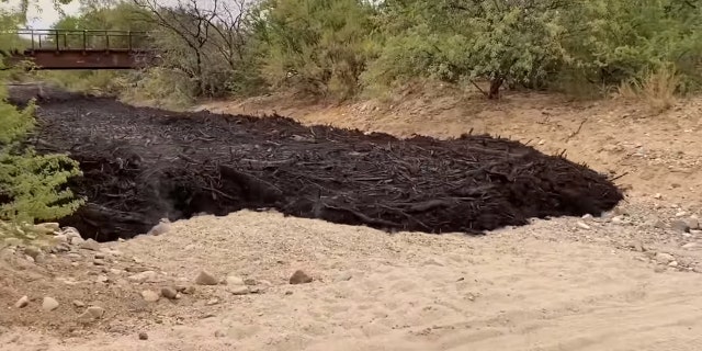 A flow of debris can be seen in Pima County, Arizona on July 15, 2020.