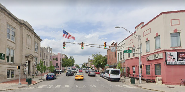 The intersection in Bloomington, Ind., where the car was seen on video driving into two protesters. (Google Maps)