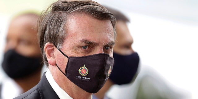 Brazilian President Jair Bolsonaro in his official residence, Alvorada palace, in Brasilia, on May 18, 2020.