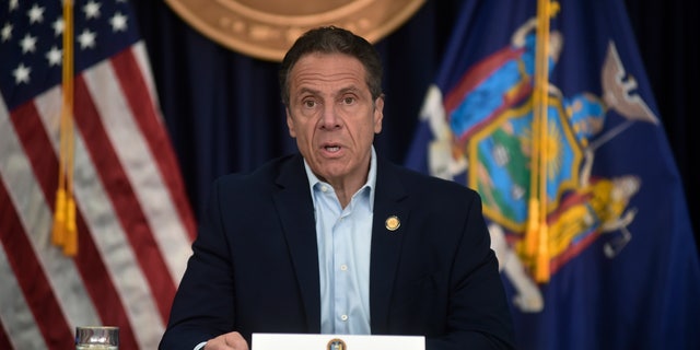 New York Gov. Andrew Cuomo briefs the media during a coronavirus news conference at his office in New York in May. He is now looking for further enforce a 14-day quarantine for people visiting New York from certain states. (AP/New York Post).