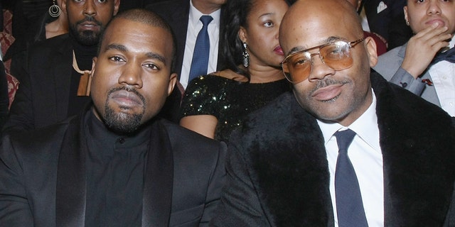 (L-R) Kim Kardashian, Kanye West, Damon Dash, and Ava Dash attend