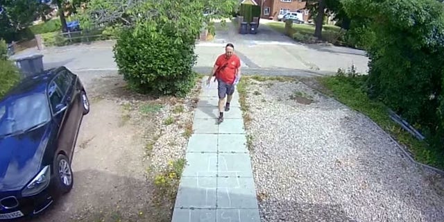 Jessica Hamersteen’s doorbell camera captured the mailman as he hopped across the drawn on game board.