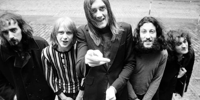 John McVie, Danny Kirwan, Mick Fleetwood, Peter Green, and Jeremy Spencer of the rock group 'Fleetwood Mac' pose for a portrait in 1969 in Los Angeles, Calif.