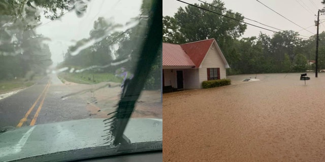 Floodwaters overtook roads and left some vehicles stranded on Wednesday as drenching storms pounded northern Mississippi.