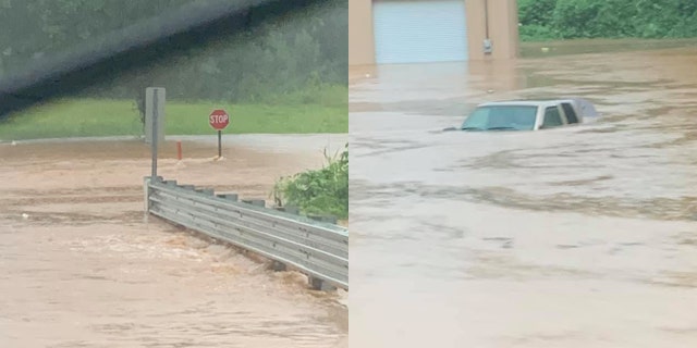 Floodwaters overtook roads and left some vehicles stranded on Wednesday as drenching storms pounded northern Mississippi.