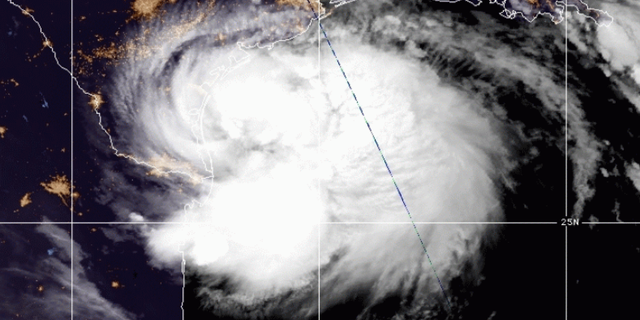 Satellite look of Hurricane Hana, which was upgraded from a tropical storm Saturday