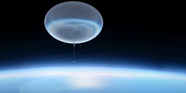 This illustration shows a high-altitude balloon ascending into the upper atmosphere. When fully inflated, these balloons are 400 feet (150 meters) wide, or about the size of a football stadium, and reach an altitude of 130,000 feet (24.6 miles or 40 kilometers). (Credit: NASA's Goddard Space Flight Center Conceptual Image Lab/Michael Lentz)