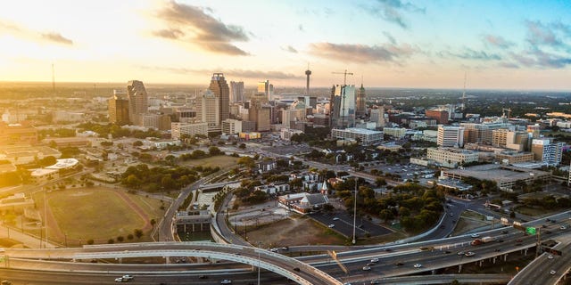 The city of San Antonio, Texas, is pictured here in an image taken by a drone.