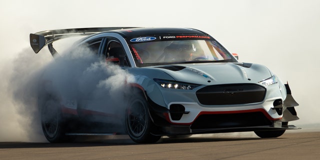 The Mustang Mach-E 1400 has a 1,400 horsepower seven-motor electric drivetrain.