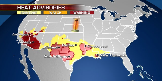 Heat warnings and advisories on Monday as an intense heat wave conditions.