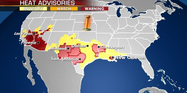 Heat warnings and advisories on Monday as an intense heat wave conditions.