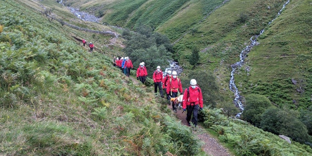 Daisy, a St Bernard, collapsed on Scafell Pike in England and needed to be rescued on Friday.
