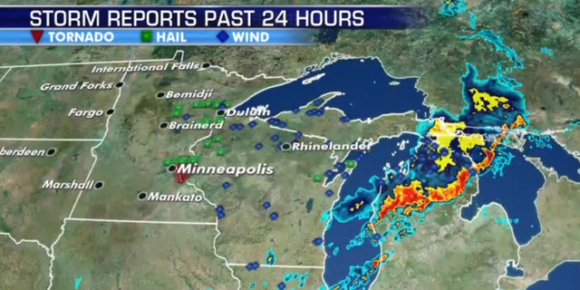 Storm reports across the Upper Midwest and Great Lakes after severe weather moved through the region on Saturday.