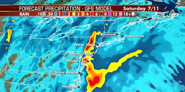 Several inches of rain are possible through the end of the week across the mid-Atlantic and Northeast due to the system.