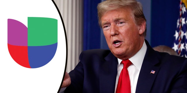 President Trump’s re-election campaign accused Univision of liberal bias and deliberate deception. (AP Photo/Alex Brandon)