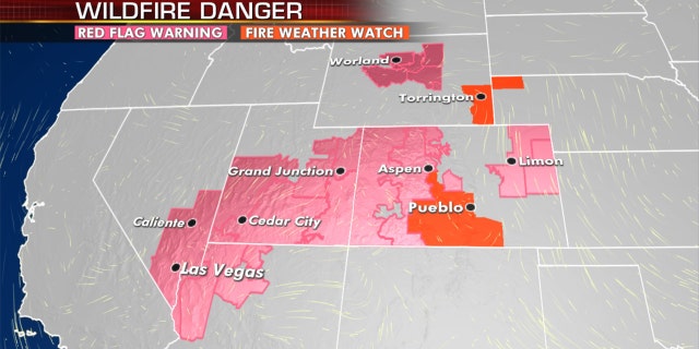 Elevated fire danger remains out West on Tuesday.