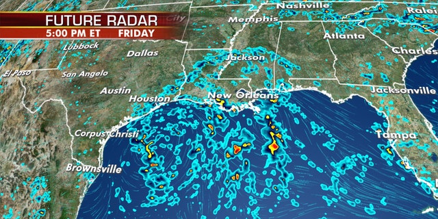 Heavy showers and thunderstorms will be widespread along the eastern Gulf Coast as Tropical Depression 8 approaches.