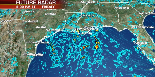 Heavy showers and thunderstorms will be widespread along the eastern Gulf Coast as Tropical Depression 8 approaches.